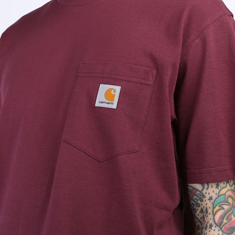 мужская бордовая футболка Carhartt WIP S/S Pocket T-Shirt I022091-shiraz - цена, описание, фото 2
